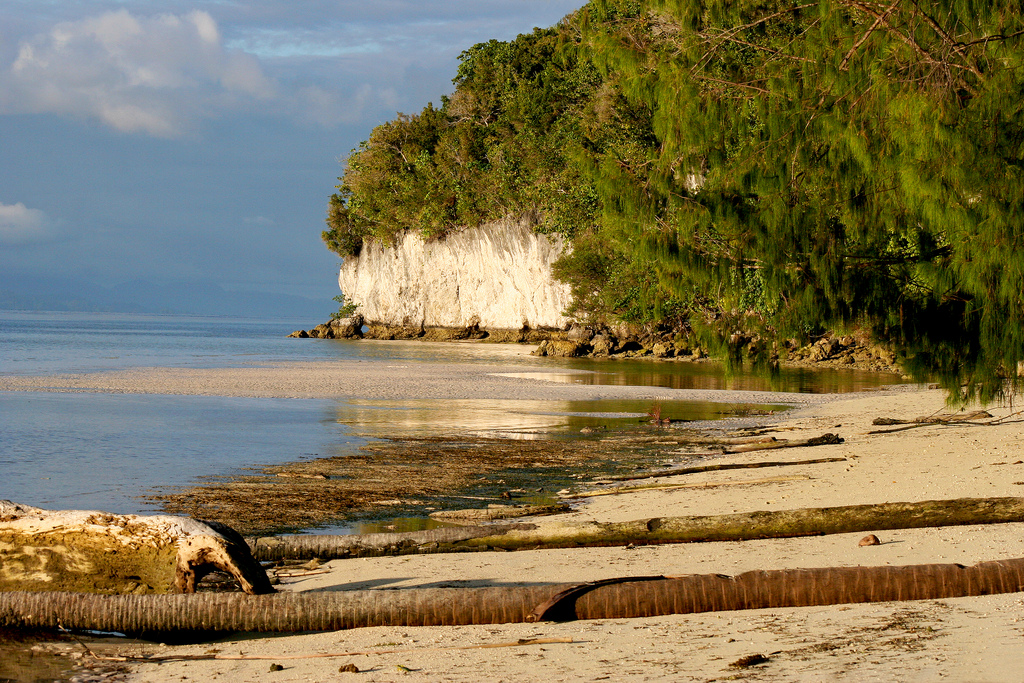 Beach paradise at sunset.