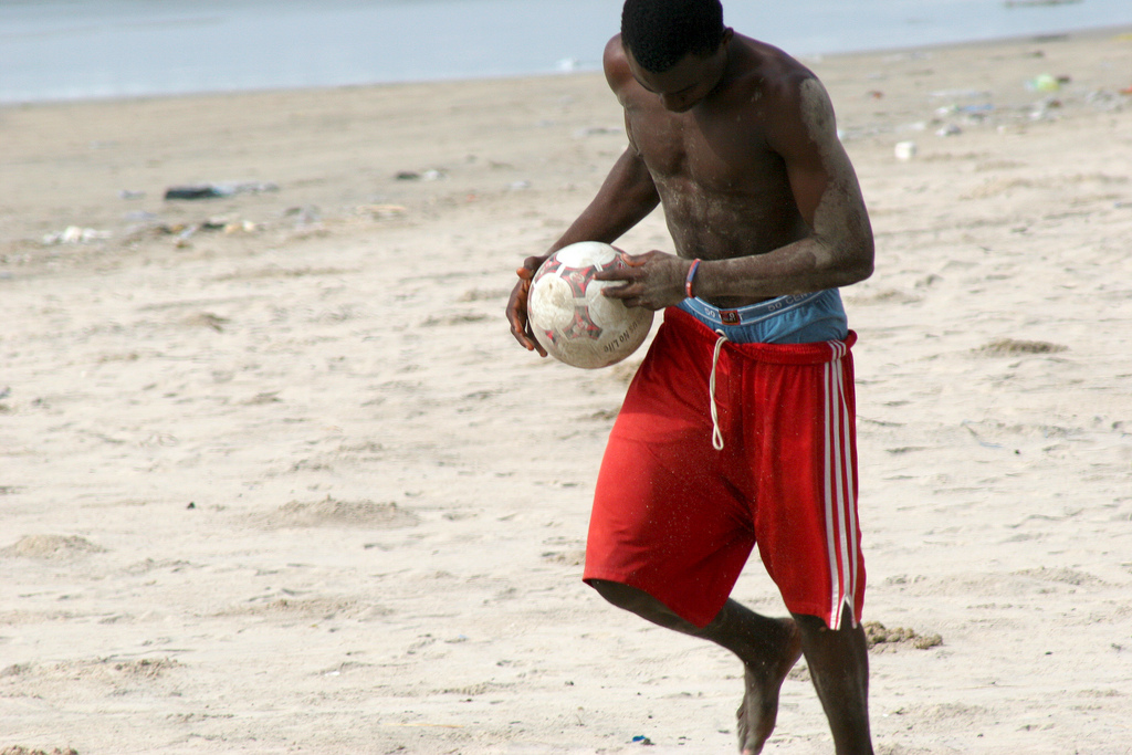 Playing on Takoradi beach in Ghana.