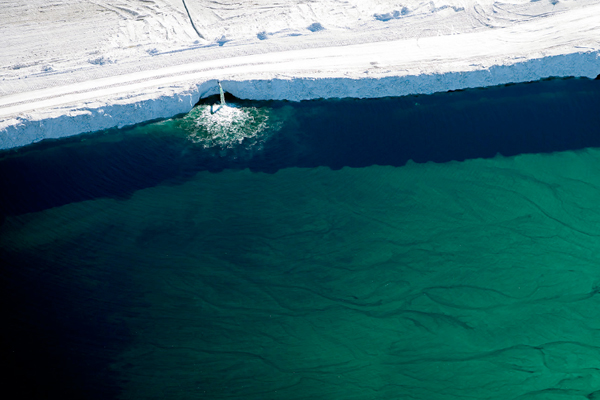 Outlet pipe from phosphate waste impoundment - Lakeland, Florida.