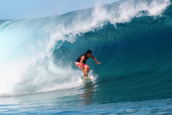 Raimana-Van-Bastolaer-surfing-teahupoo-tahiti Pro-surfer Raimana Van Bastolaer surfing Teahupoo, Tahiti.