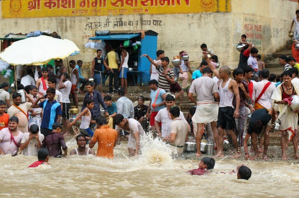 bathing-ganges-varanasi-india Bathing in the Ganges.