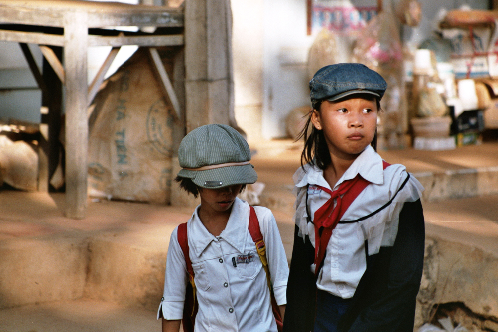 Girls in school uniform in Vietnam.