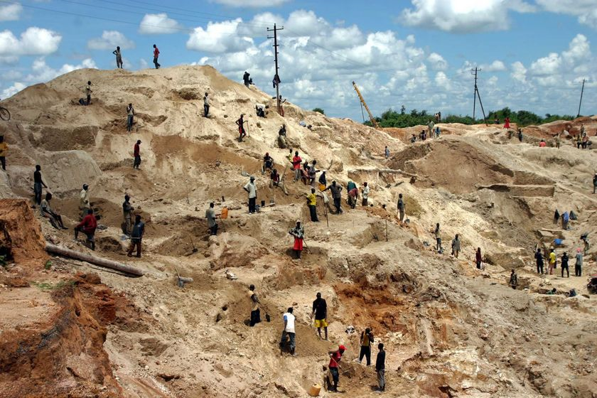 coltan-mining-congo-africa-2 Soil erosion caused by excessive mining (source: ABC Australia).