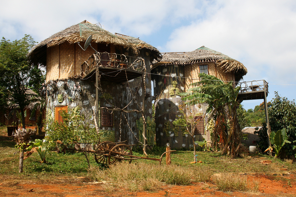 "Tree house" hotel in Sen Monorom, Cambodia is a unique eco-tourism country bungalow resort.