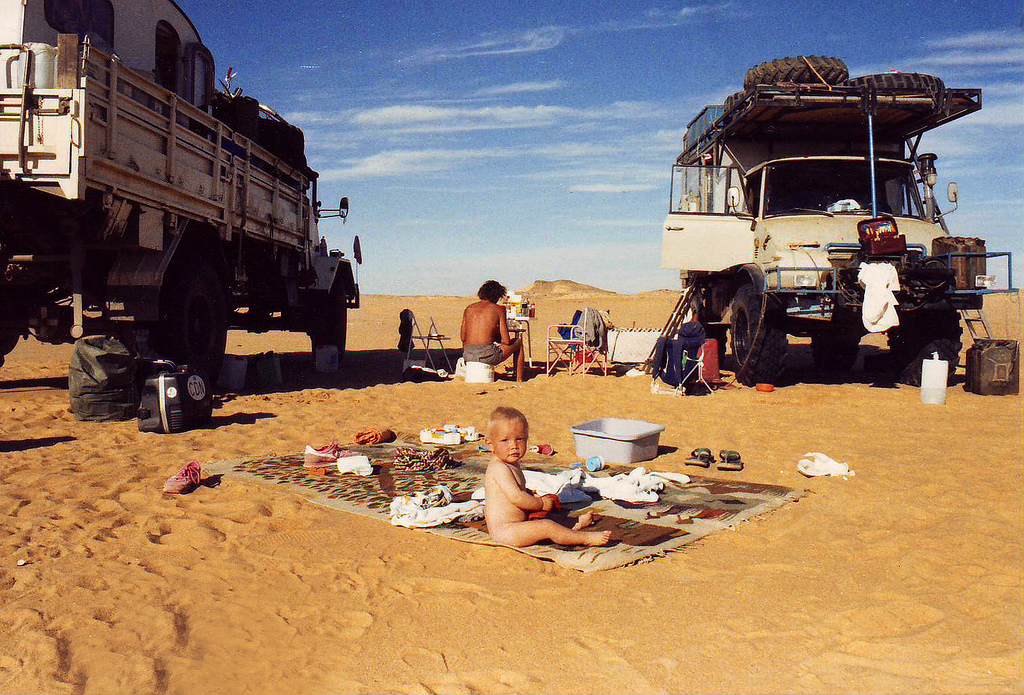 Camping in the middle of the Sahara desert in the Sudan.