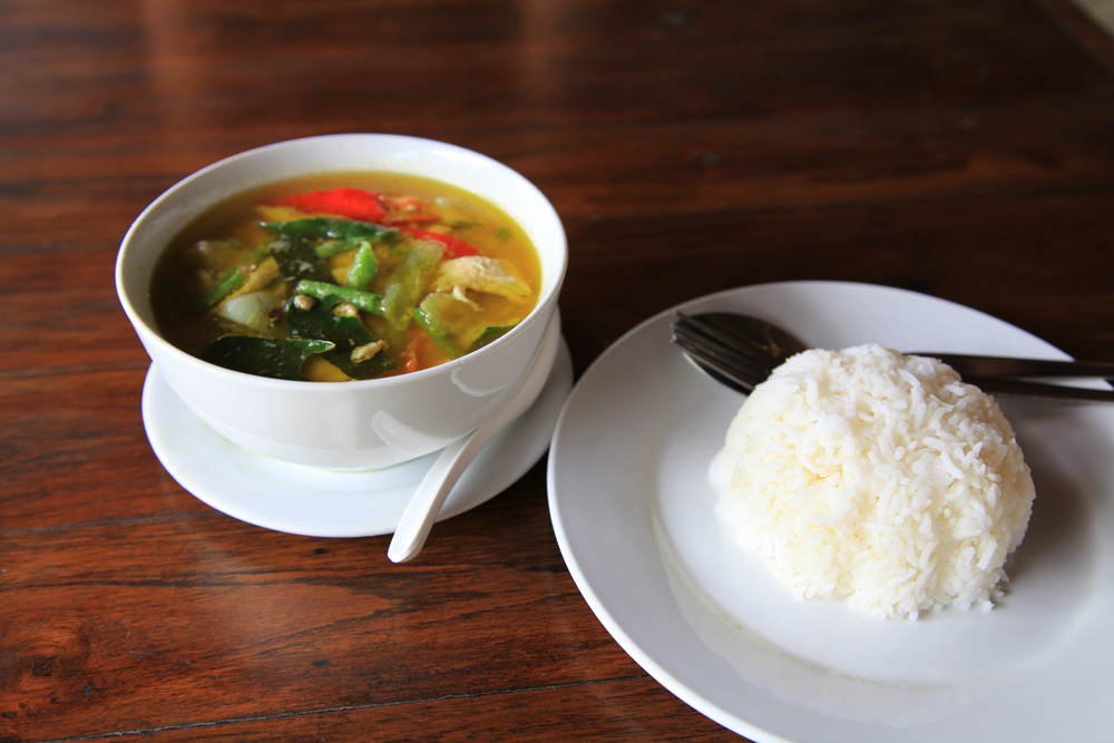 Thai green curry with rice.