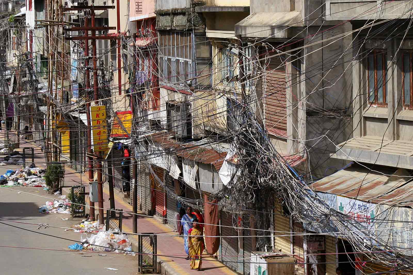 wireing-kohima-nagaland-india The strangest thing in Kohima was the piping. Lots of water pipes border the streets, sometimes with outlandish connections; the same applies for electric wiring but that’s more common all over Asia.