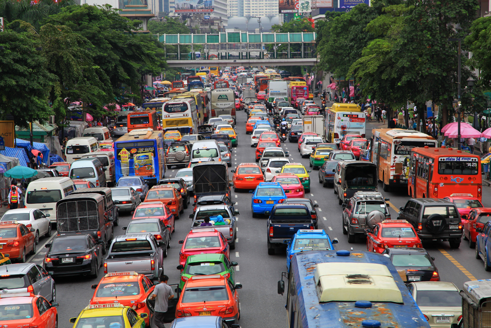 Bangkok's traffic problem has been getting worse since the government introduced a policy to refund tax for first-time car buyers. To stay out of traffic, take the Skytrain or Subway.