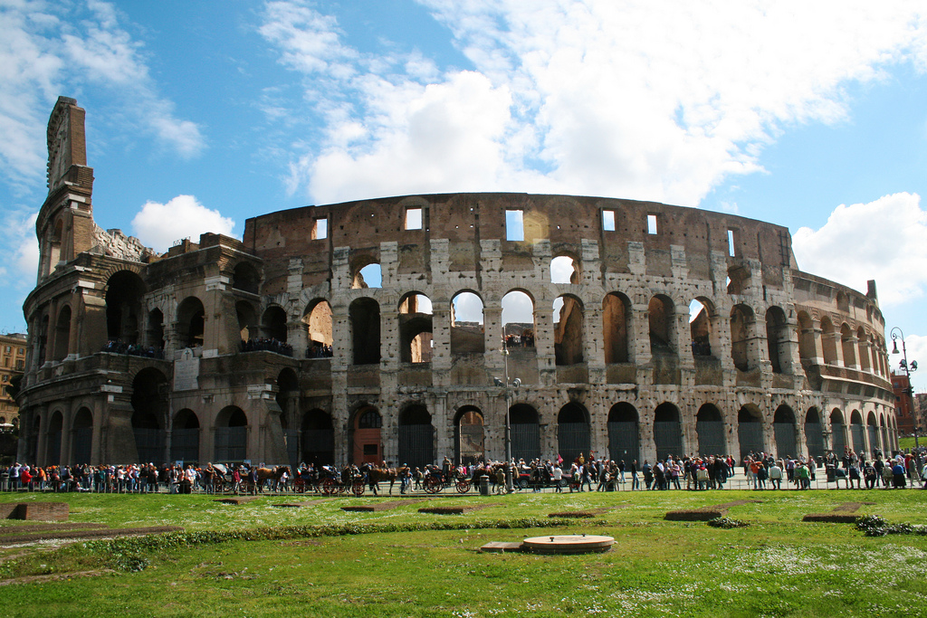 The Colosseum in Rome was the largest amphitheatre of the Roman Empire, and is considered one of the greatest works of Roman architecture and engineering.