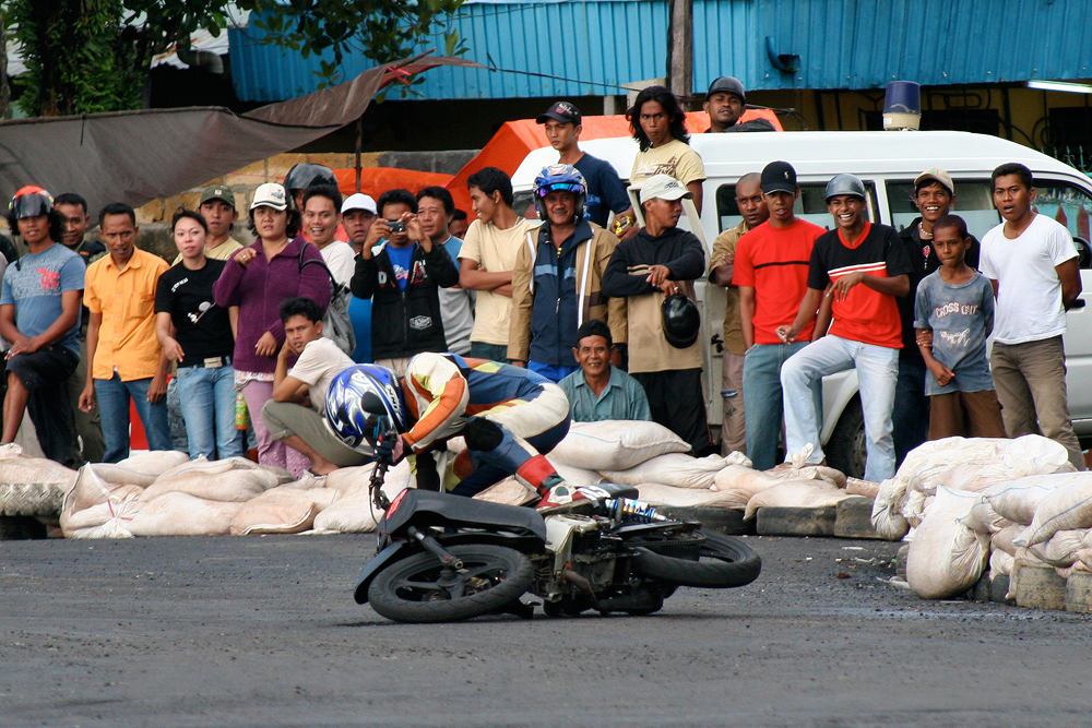 Even with these "little" bikes, a crash can happen.