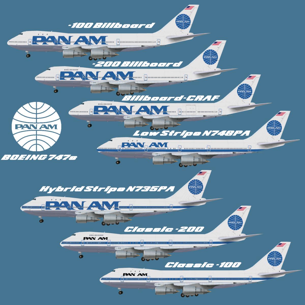 pan-am-747-fleet Pan Am's Boeing 746 fleet.