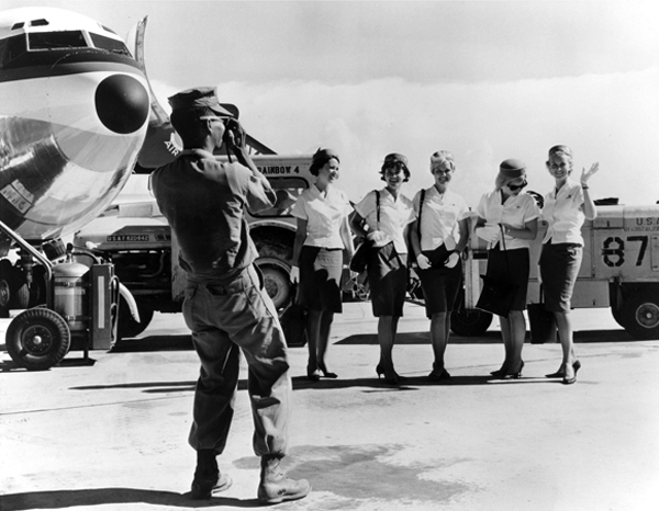 Sexy Pan Am stewardess' in Saigon (1960).