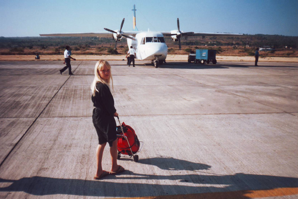 Getting ready to board the plane.