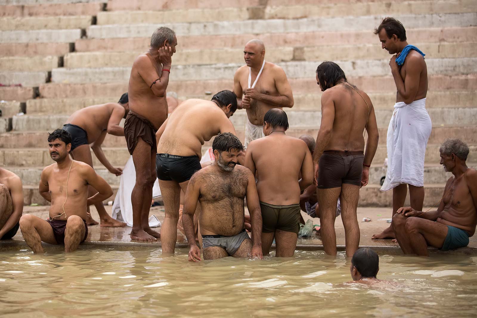 Thousands of people bathe in the Ganges holy water every day.