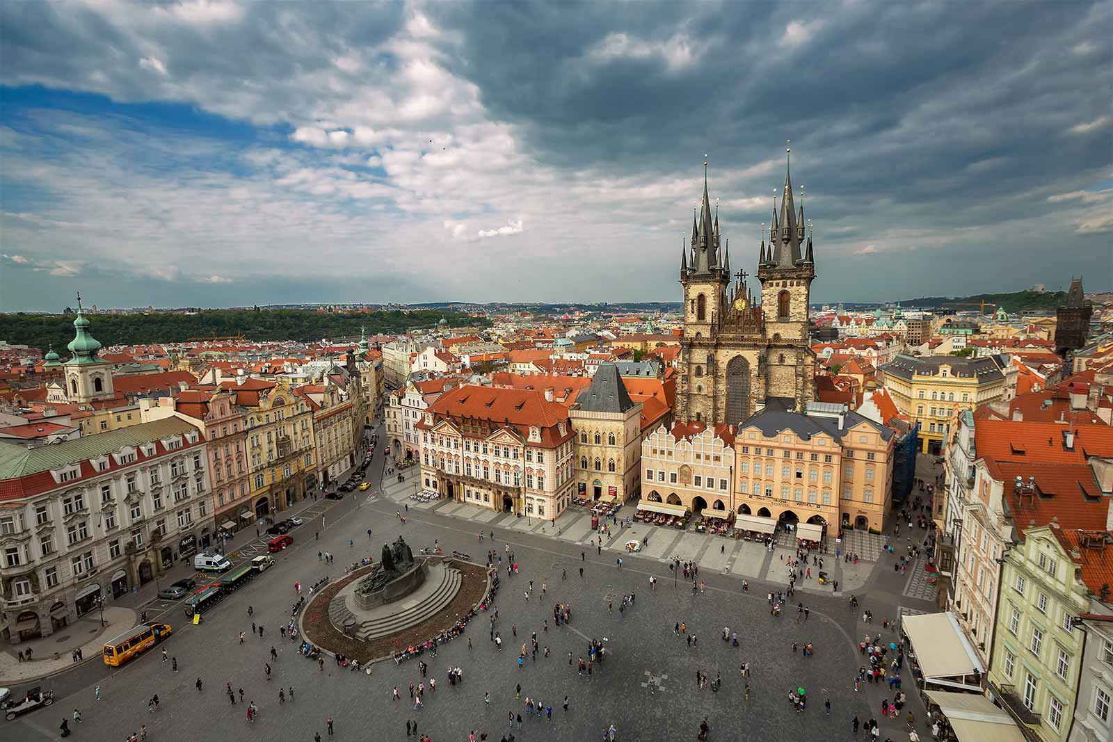 Church of Our Lady in front of Týn, is a dominant feature of the Old Town of Prague, and has been the main church of this part of the city since the 14th century. The church’s towers are 80 m high and topped by four small spires.