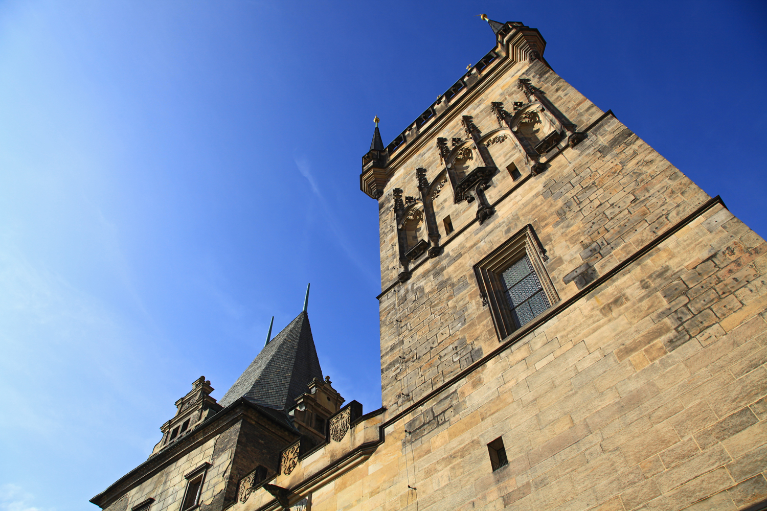 The tower at Charles Bridge in Prague.