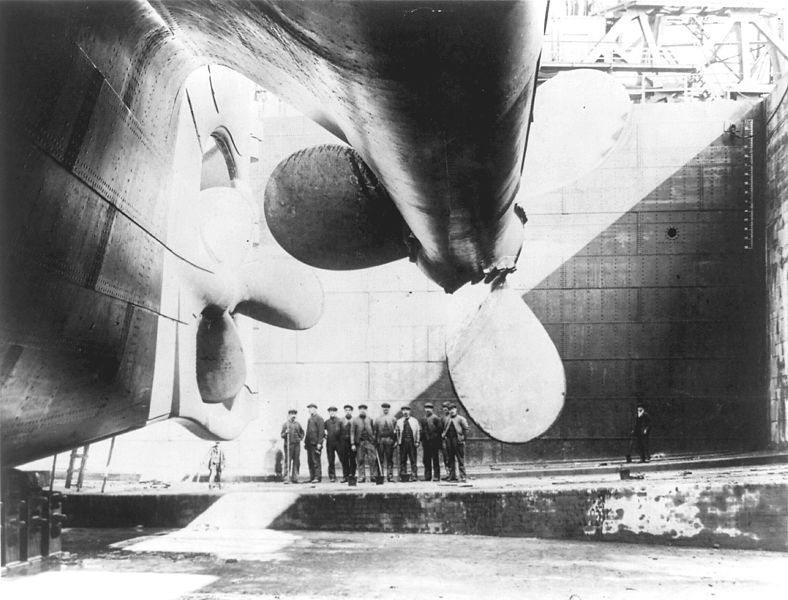 Titanic rudder before the launch (Photo credit: Wikimedia Commons).