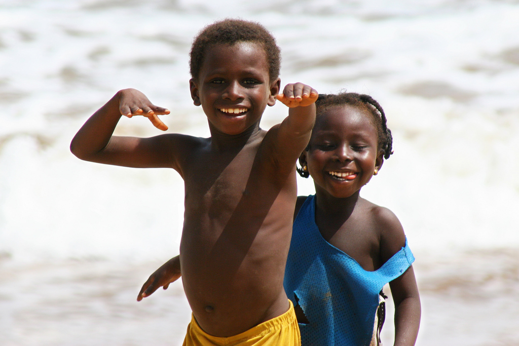 Kids playing on Takoradi beach, Ghana.