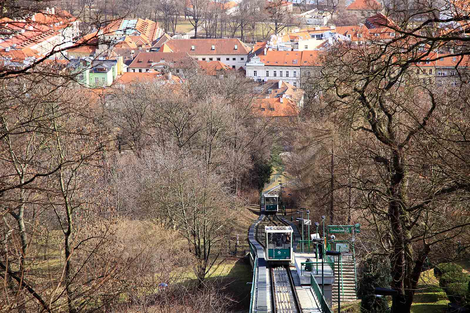 Railway up to Petrin in Prague, Czech Republic.