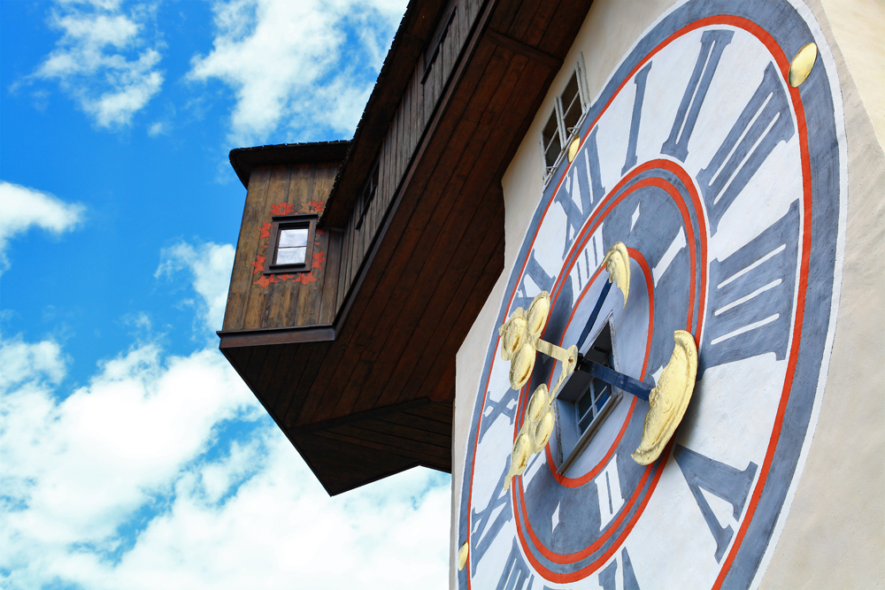 The clock tower in Graz, Austria.