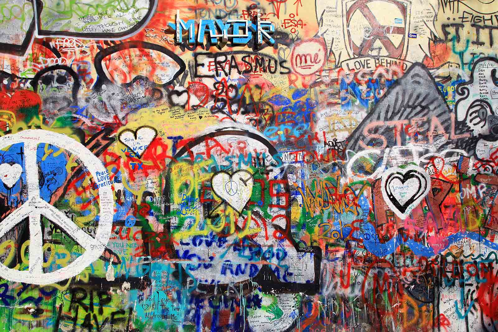 john-lennon-wall-prague John Lennon wall in Prague, Czech Republic.