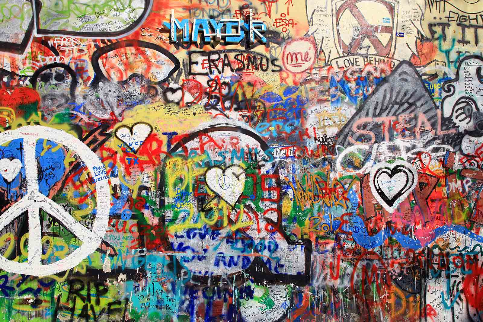 John Lennon wall in Prague, Czech Republic.