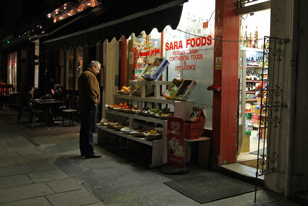 Stolling around the streets of London at night.