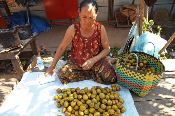 market-woman-in-vientiane-laos Selling goods at a market in Vientiane.