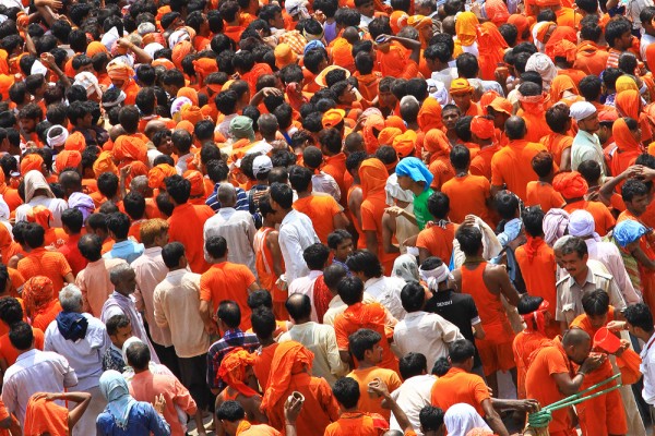 city-festival-varanasi-india Crowds of people in Varanasi, India.