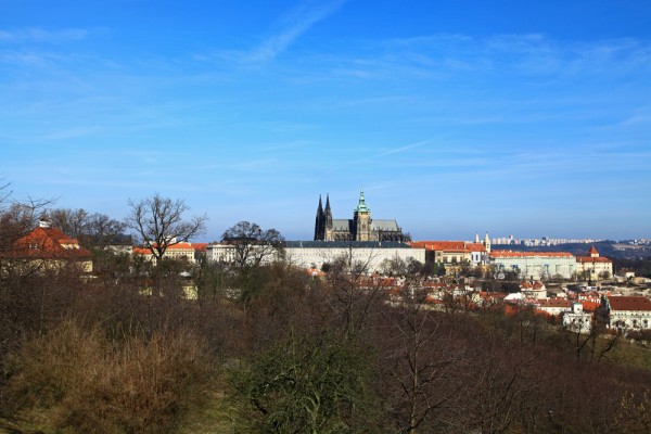 prague-castle-view-from-petrin-tower The view of the Prague Castle from Petrin Tower.