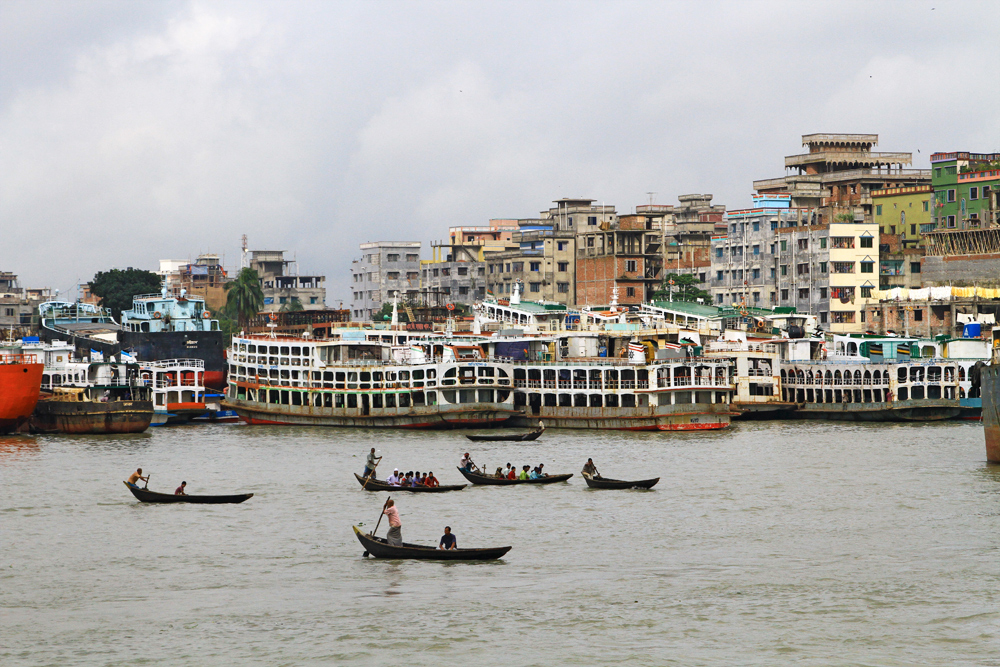 Sadarghata harbour in Dhaka, Bangladesh.