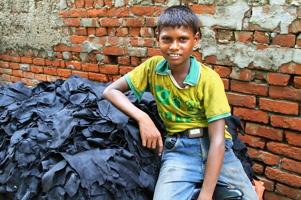 Many children work 12 or even 14 hours a day at one of the leather tanneries in Dhaka, considerably more than the five-hour limit for adolescents in factory work established by Bangladeshi law.