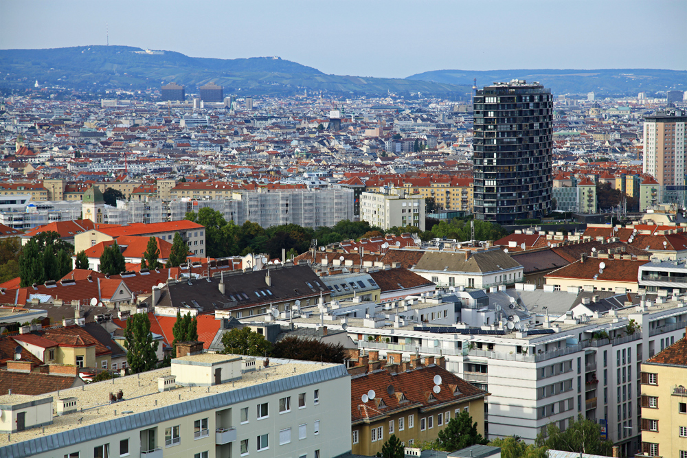 city-view-vienna-wasserturm-favoriten-austria-1 A clear city view of Vienna, Austria.