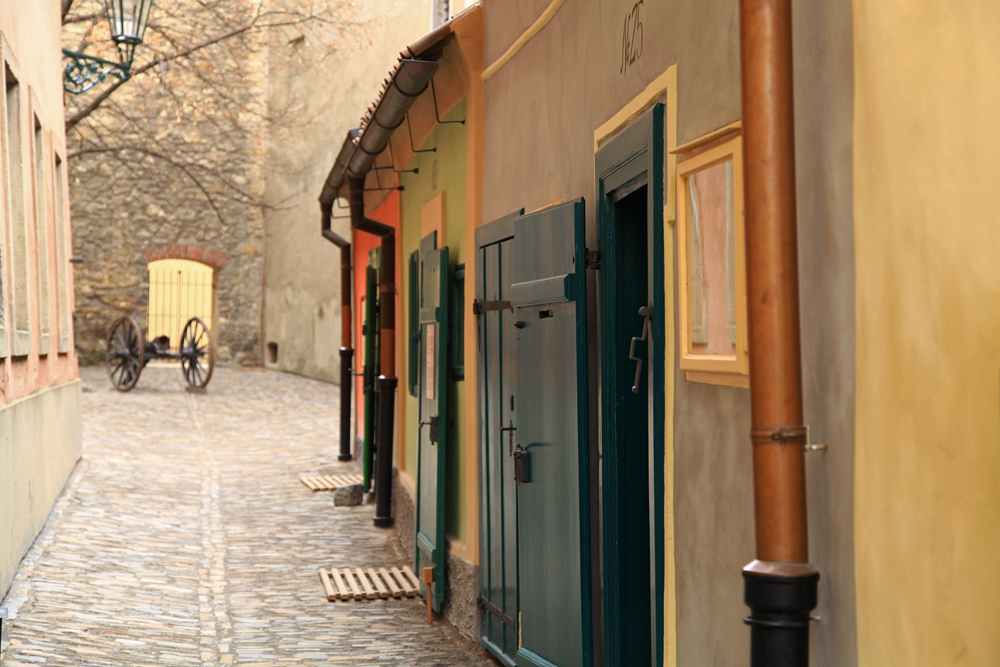 Golden Lane is a special atmosphere reigns in the little street inside the Prague Castle. It is lined with small picturesque houses, that look rather like doll's houses.