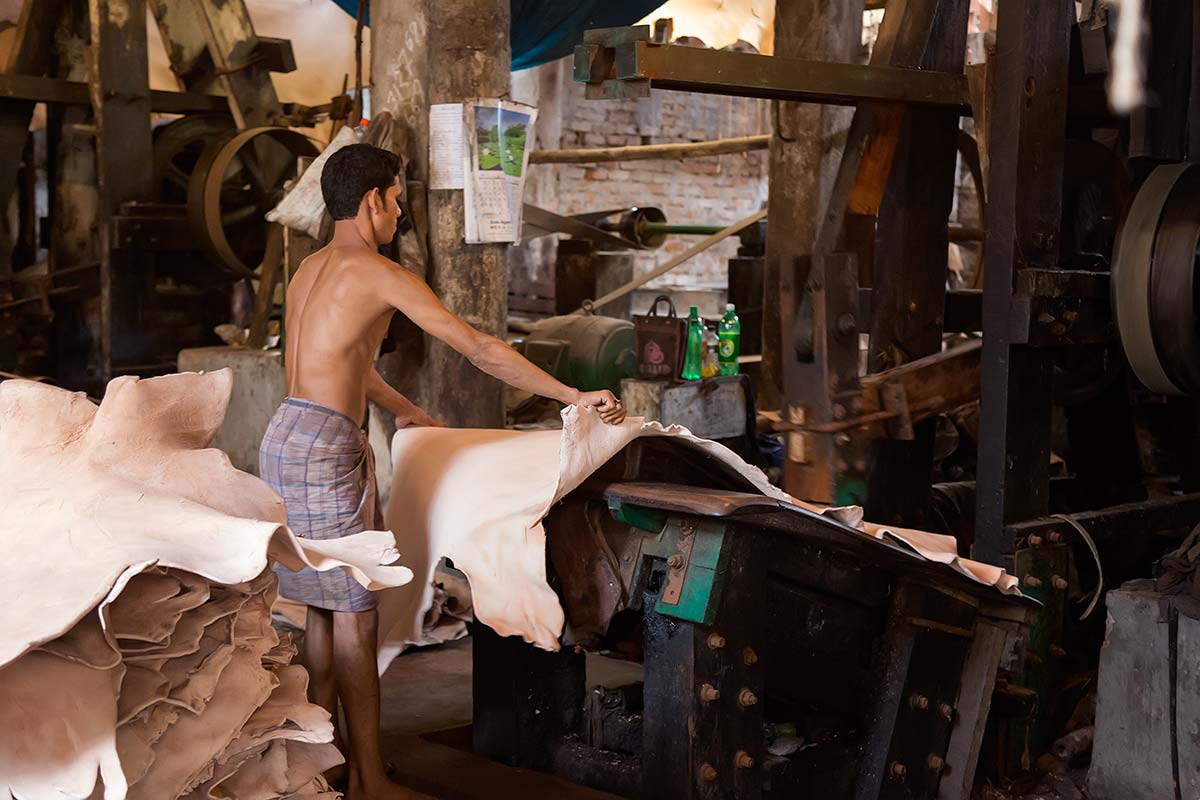 There are about 200 leather tanneries in the Hazaribagh district of Dhaka, the capital. Some use modest technology and machinery, but most operate as they did decades ago and release untreated toxic chemical waste near residential areas.