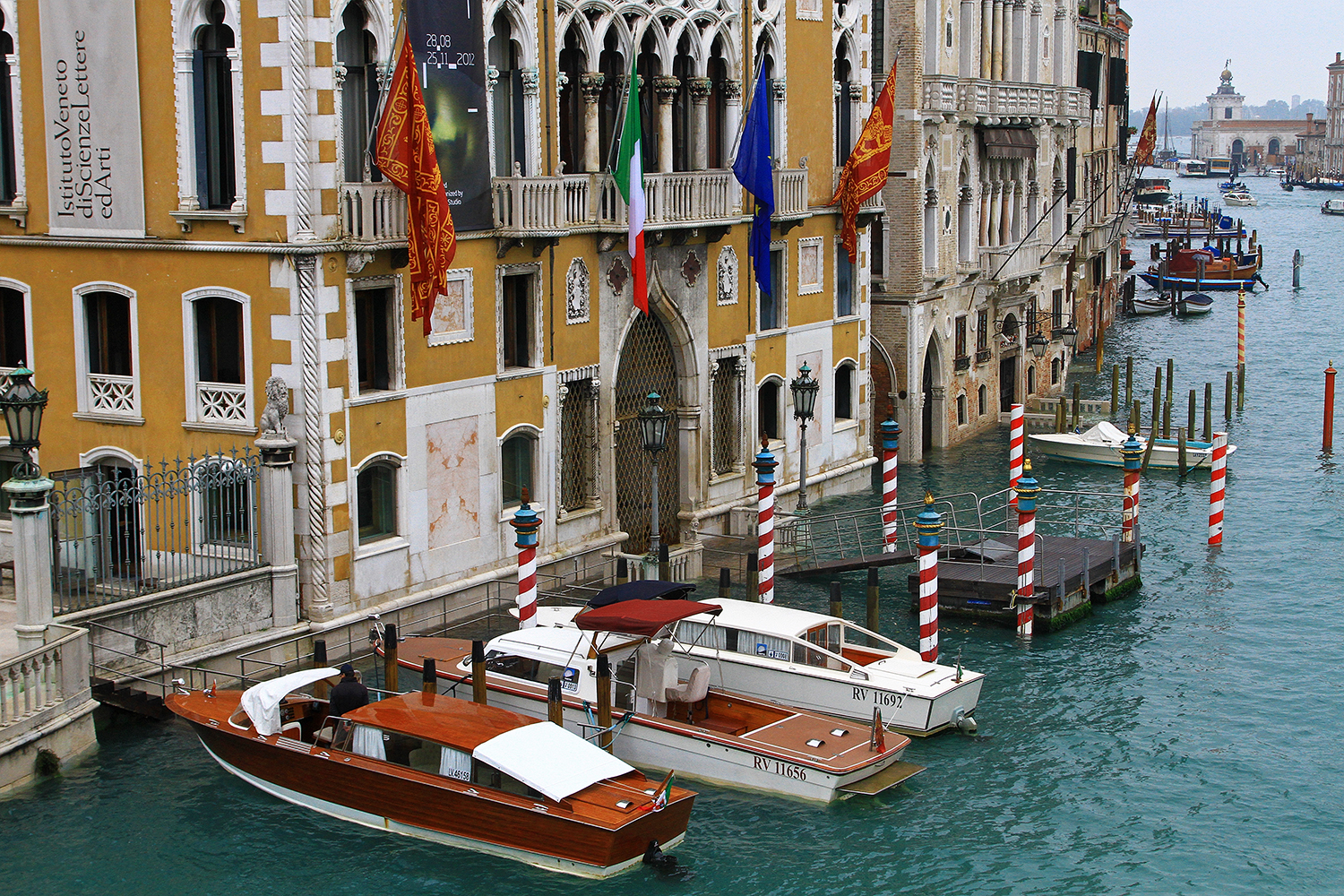 Water taxis along the canals in Venice, Italy.