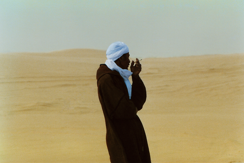 A nomad near Douz in the desert of Tunisia, Africa.