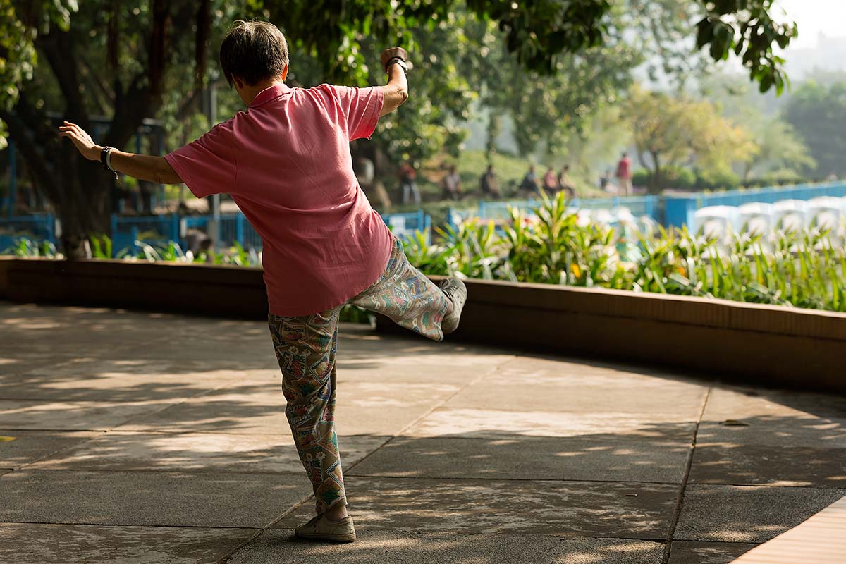 tai-chi-liuhuahu-park-guangzhou-china Some of Tai Chi's training forms are especially known for being practiced with relatively slow movement.