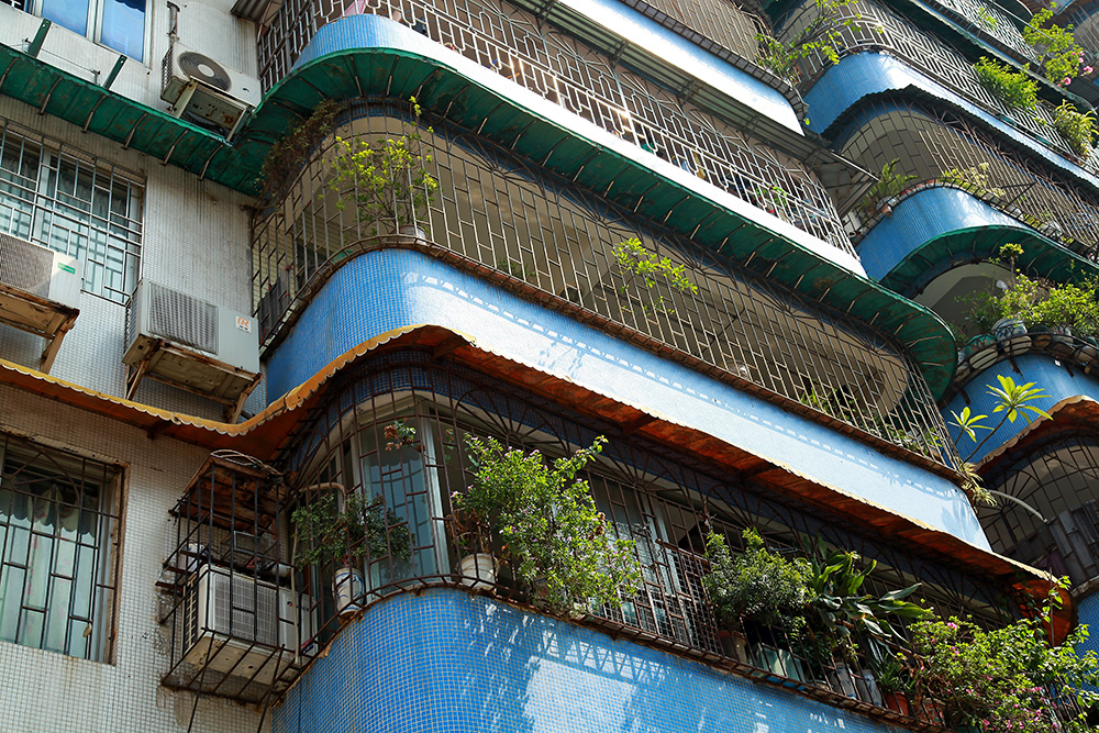 A typical apartment building in Guangzhou, China.