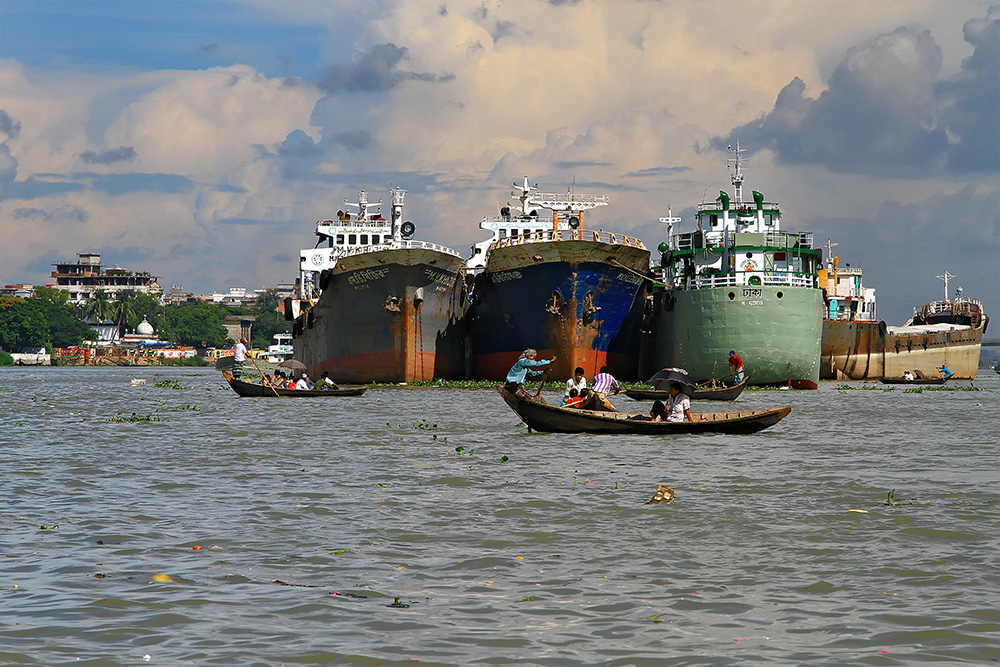 Sadarghat harbour in Dhaka, Bangladesh.