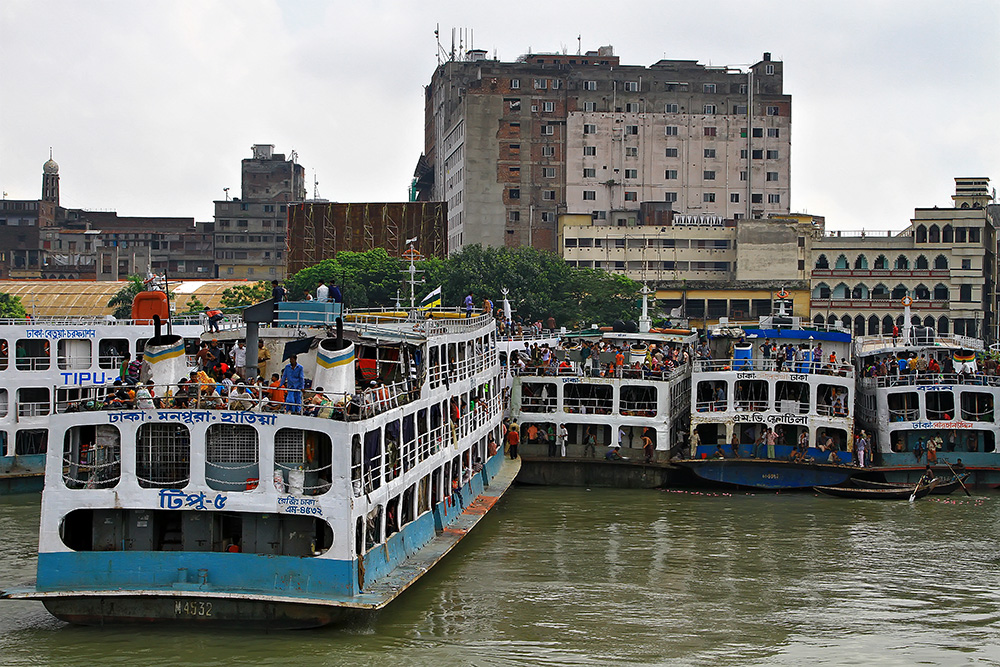 Sadarghat harbour in Dhaka, Bangladesh.