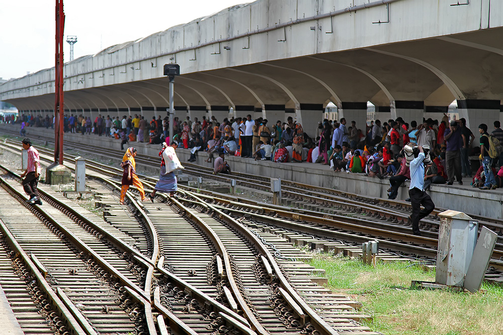 Train station in Chittagong, Bangladesh.