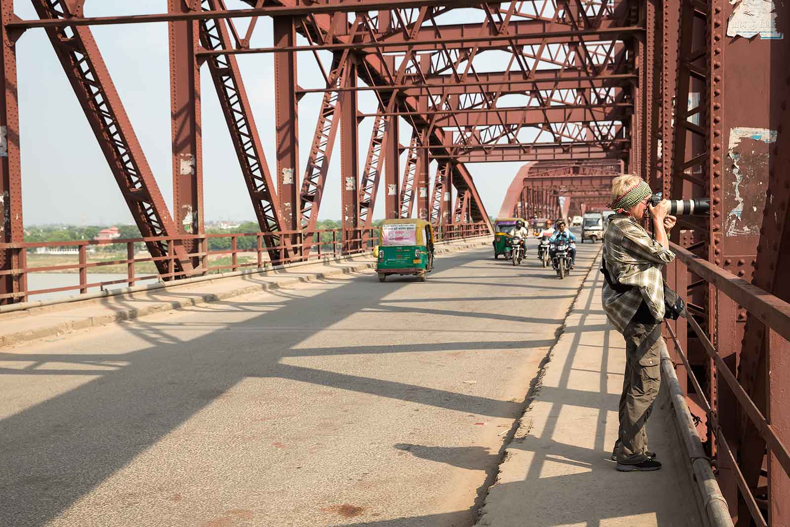 Malviya Bridge in Varanasi, which was inaugurated in 1887 (originally called The Dufferin Bridge), is a double decker bridge over the Ganges river. It carries rail track on lower deck and road on the upper deck.