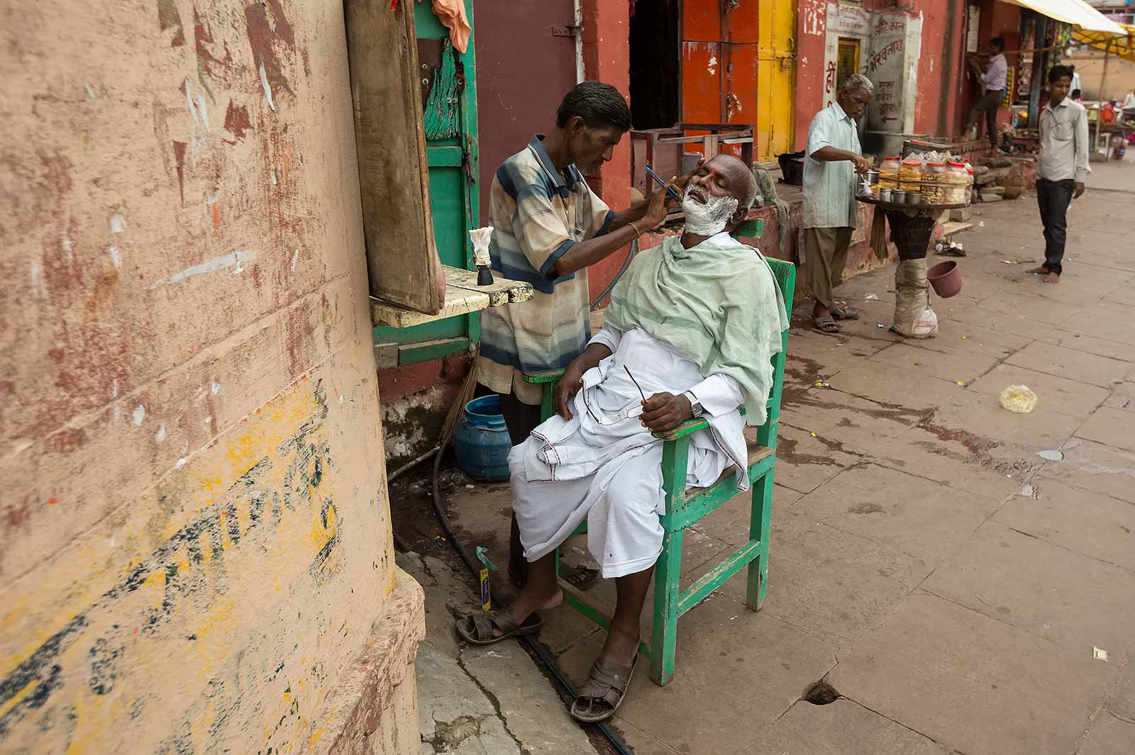 A typical barber shop along the Ghats in Varanasi.