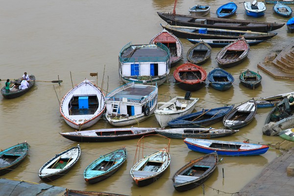 Boats along the Ghats in Varanasi, India. Boats along the Ghats in Varanasi, India.