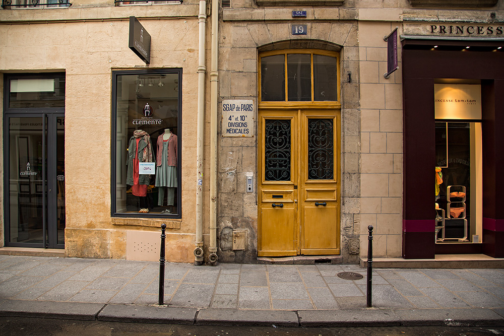 Side street in Le Marais, Paris.