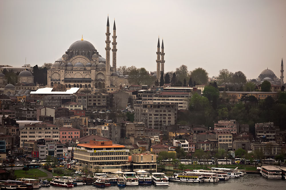 View of Süleymaniye Mosque from the Galata Quarter in Istanbul, Turkey