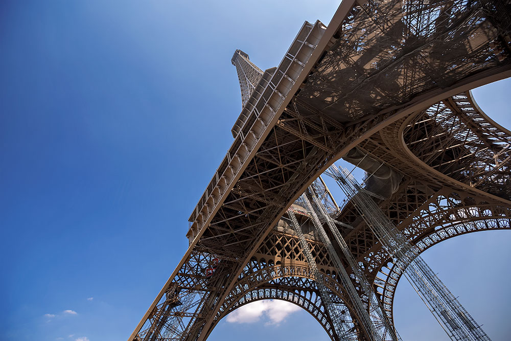 The famous Eiffel Tower in Paris, France.