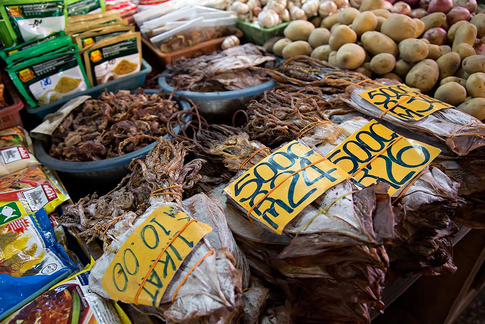 Dried squid at Chow Kit market in Kuala Lumpur, Malaysia.