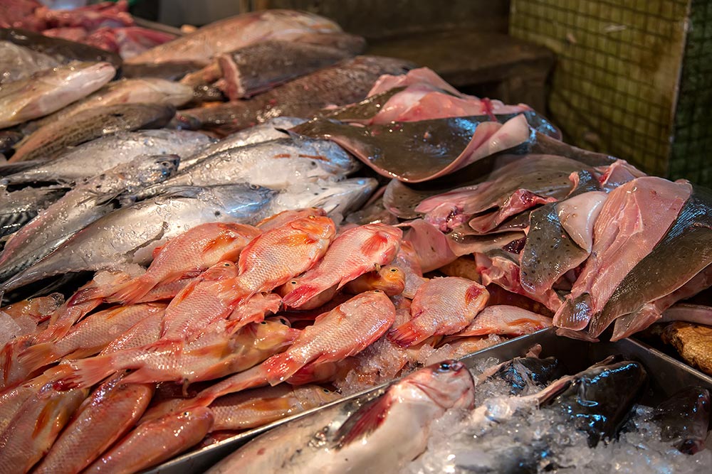 Fresh fish at Chow Kit market in Kuala Lumpur, Malaysia.